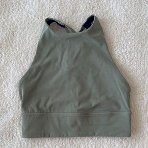 🐛2for$30 Lululemon High Neck Longline Energy Light Green Sports Bra Size 4 EUC!